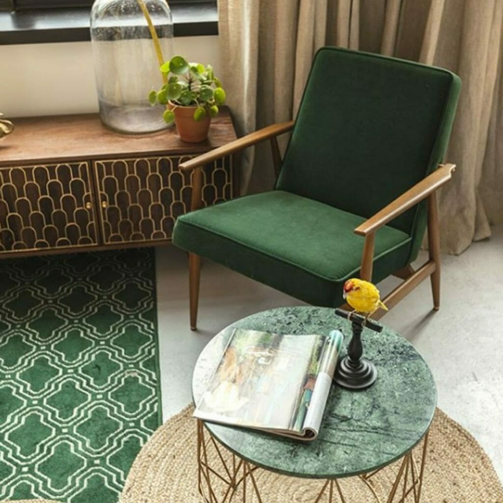 fotel chierowski zielony welurowy 