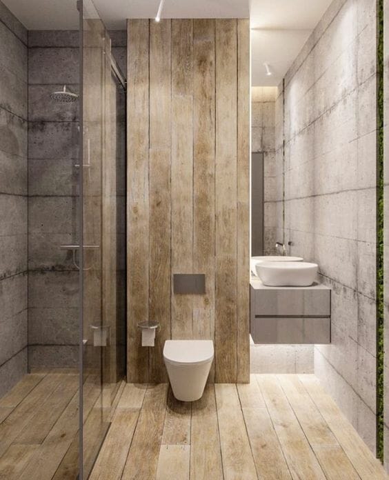 łazienka drewniana toaleta
