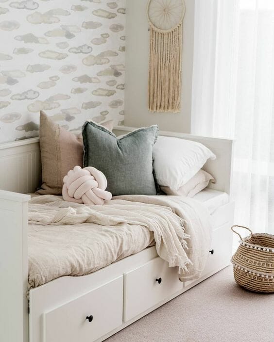 IKEA HEMNES - łóżko rozkładane, 2 materace białe
