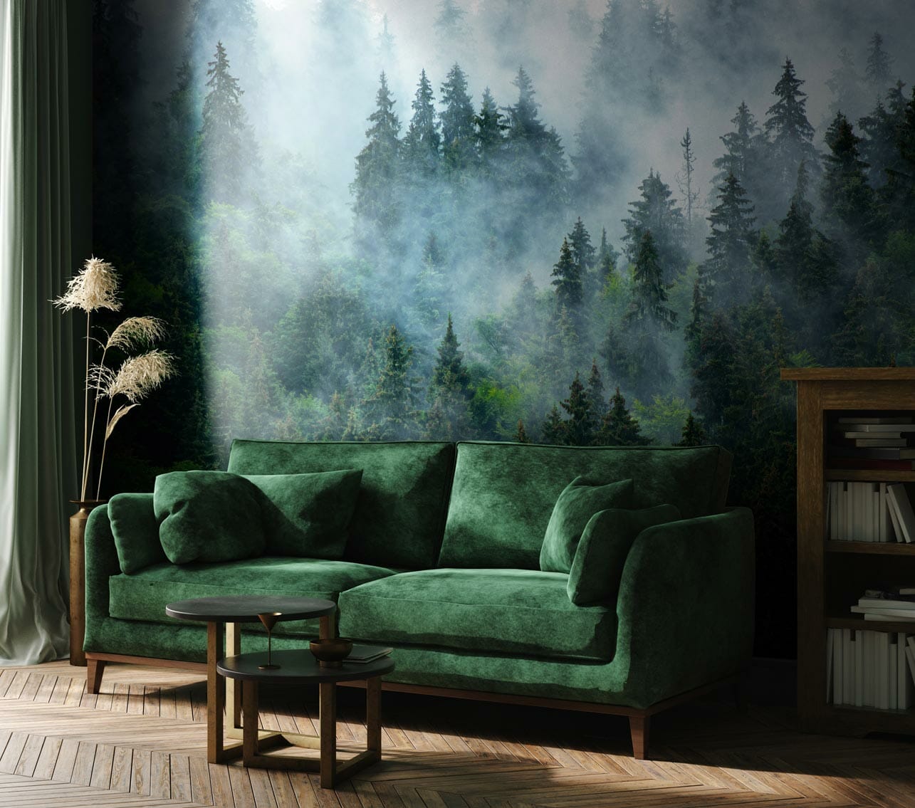 Nowoczesna aranżacja salonu z wykorzystaniem fototapety